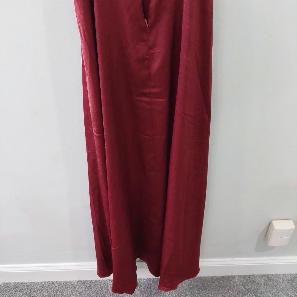 Lulus Formal Maxi Dress Small Red V-neck adjustable straps slit on front - Picture 13 of 14